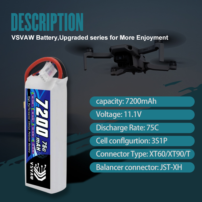 VSVAW 3S Lipo Battery 11.1V 72 - Drone Battery Connector incelemesi ve fiyatı