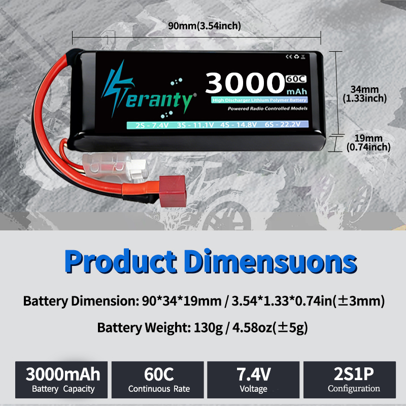 TERANTY 2S 3000mAh Lipo Batter - Drone Battery Connector incelemesi ve fiyatı