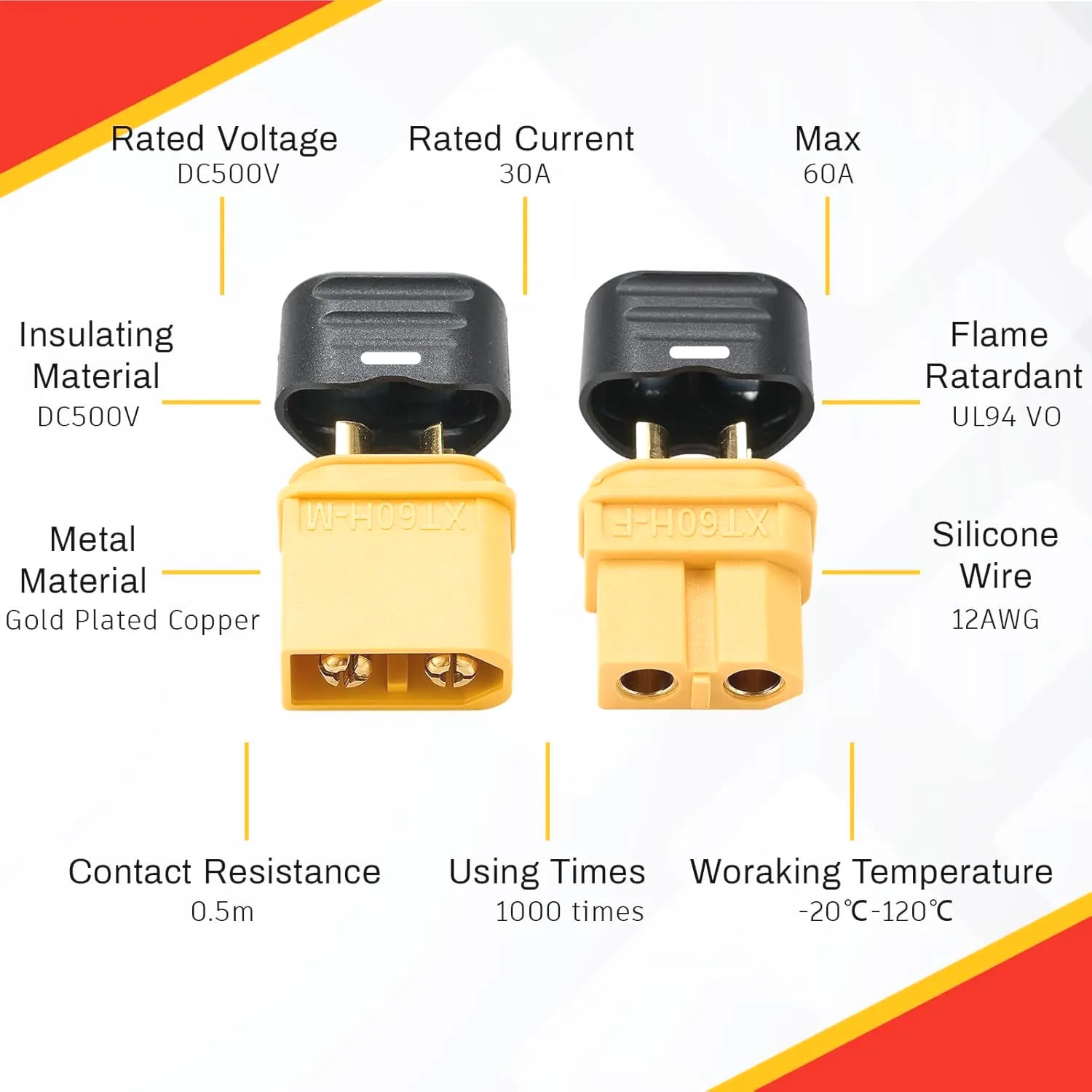 XT60 Connector Plug with Sheat - Drone Battery Connector incelemesi ve fiyatı
