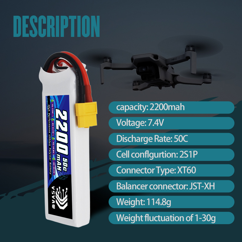 VSVAW 7.4V 2200mah 2S Drone Li - Drone Battery Plate incelemesi ve fiyatı