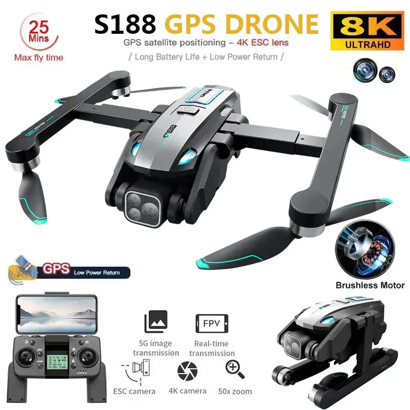 S188 Professional 8K GPS Drone - Drone Battery Li-Ion incelemesi ve fiyatı
