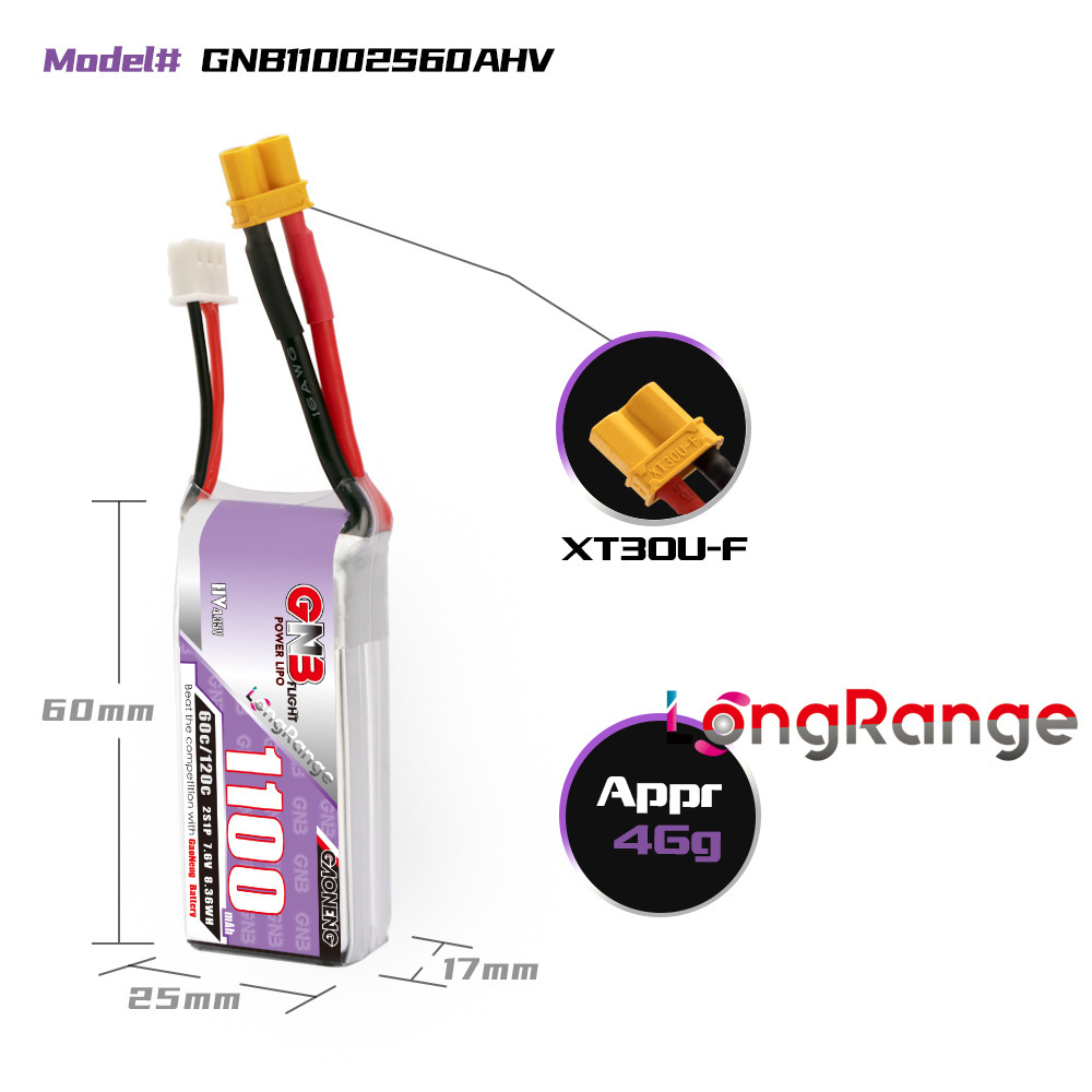 GNB 1100mAh 2S 3S 4S 6S 60C/12 - Drone Battery Connector incelemesi ve fiyatı