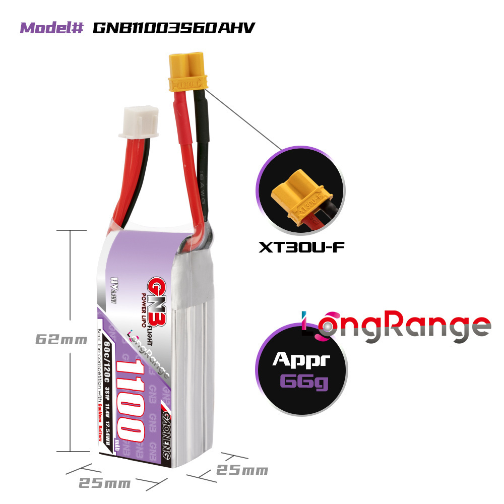 GNB 1100mAh 2S 3S 4S 6S 60C/12 - Drone Battery Connector incelemesi ve fiyatı