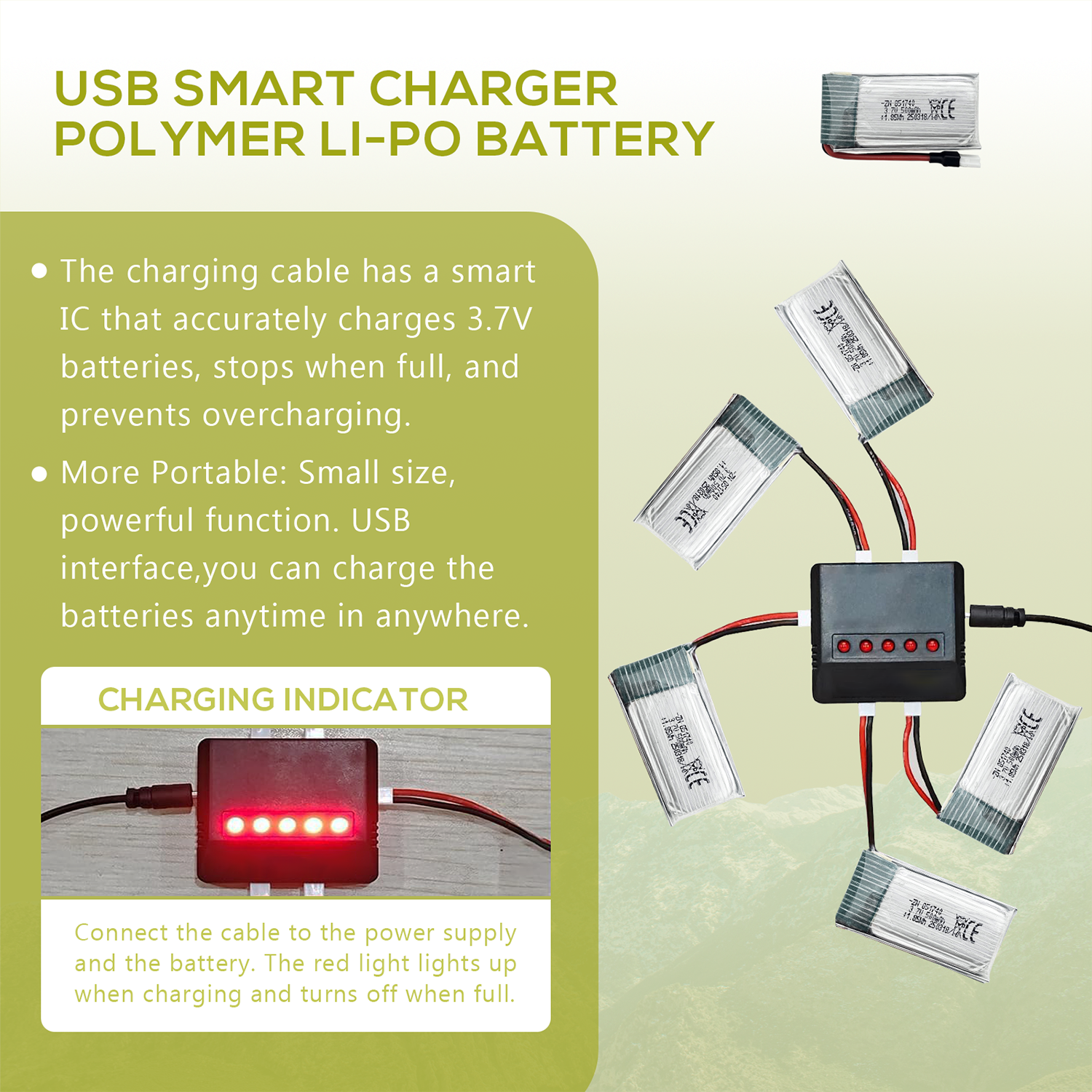5Pcs 3.7V 500mAh LiPo Batterie - Drone Battery Charger incelemesi ve fiyatı